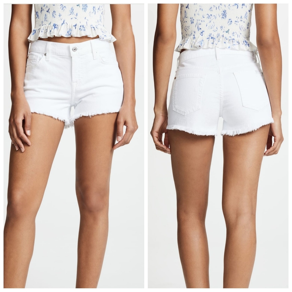 7 For All Mankind High Waist Cut Off Frayed Hem Short